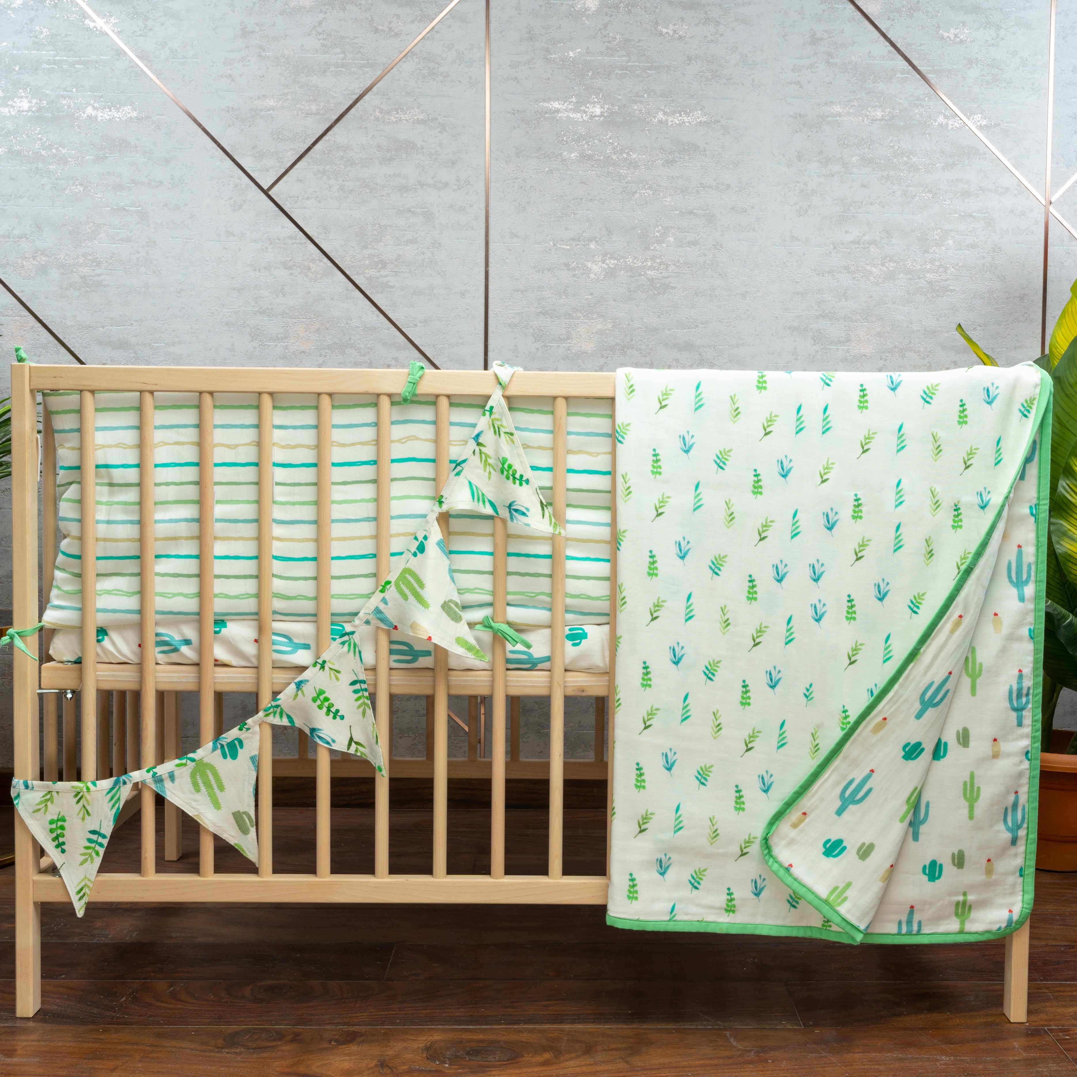 Tiny Snooze Cot Bunting- Go Green