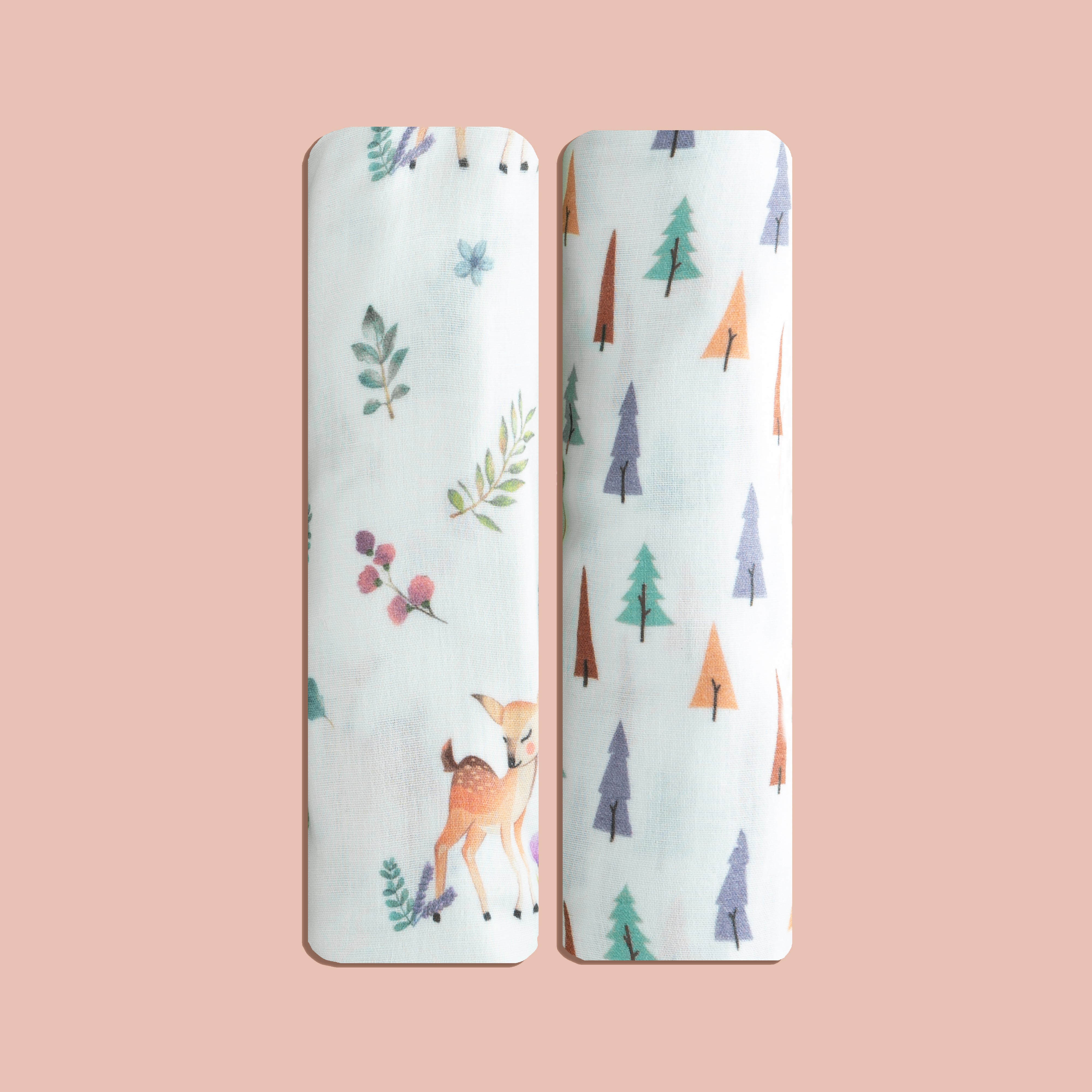 Tiny Snooze Organic Muslin Swaddles (Set of 2)-Enchanted Forest