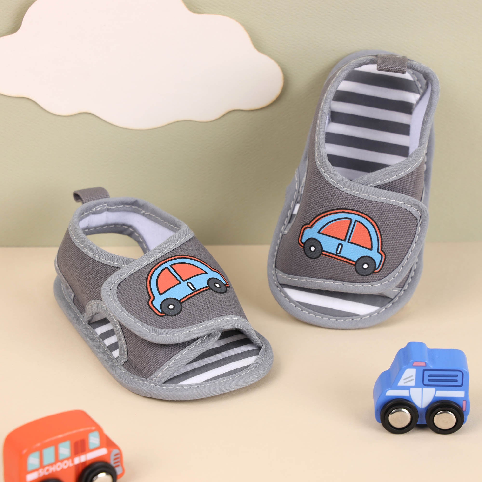 Kicks & Crawl- Racing Car Grey Baby Shoes