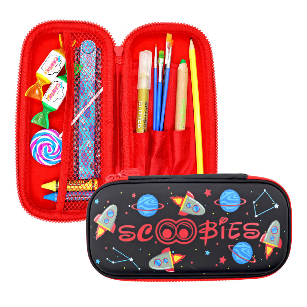 Scoobies Rocket Space Pencil Case | With Separate Pens Slot | Premium EVA Quality | Multi-Use Pouch