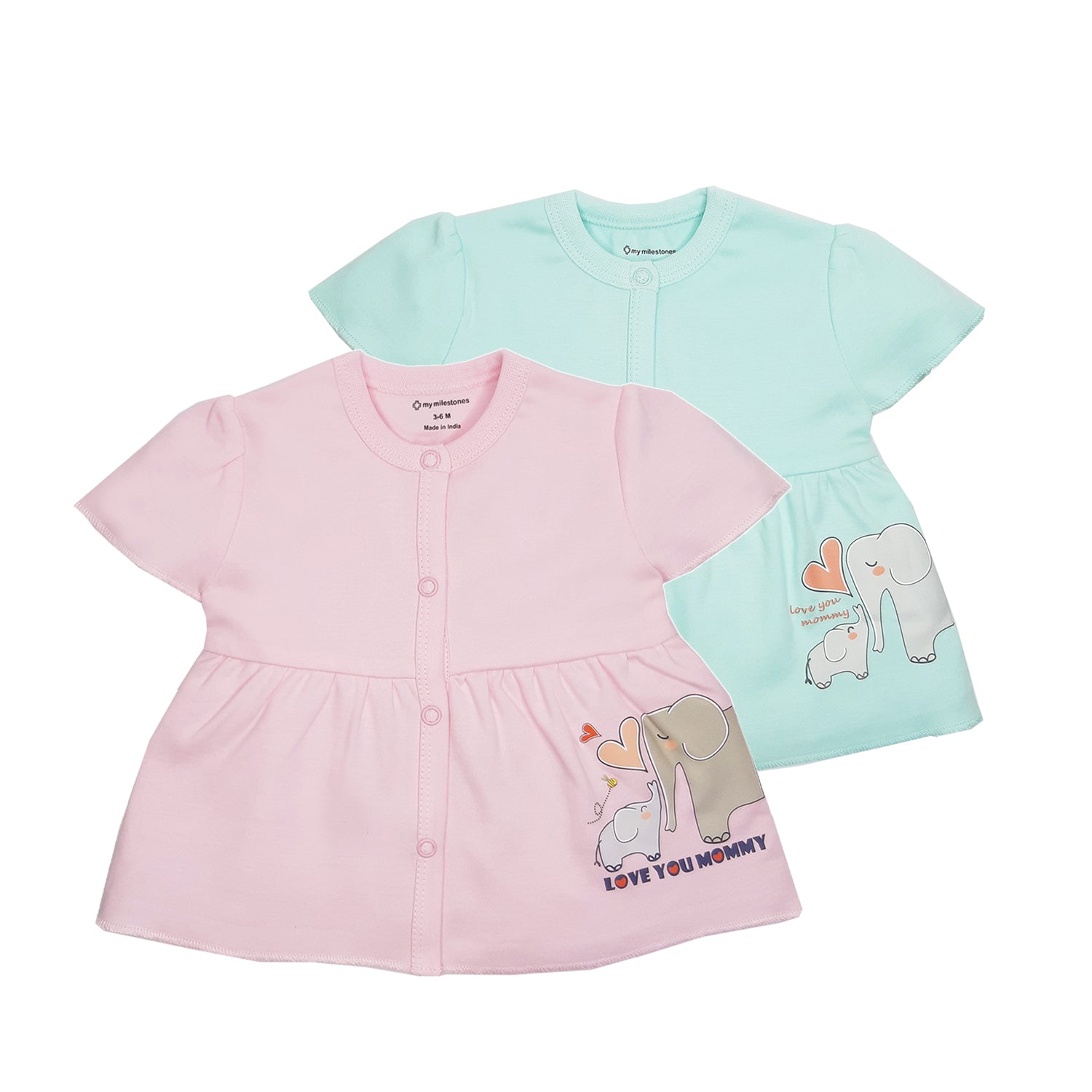 My Milestones T-shirt Half Sleeves Girls Pink / Aqua - 2 Pc Pack