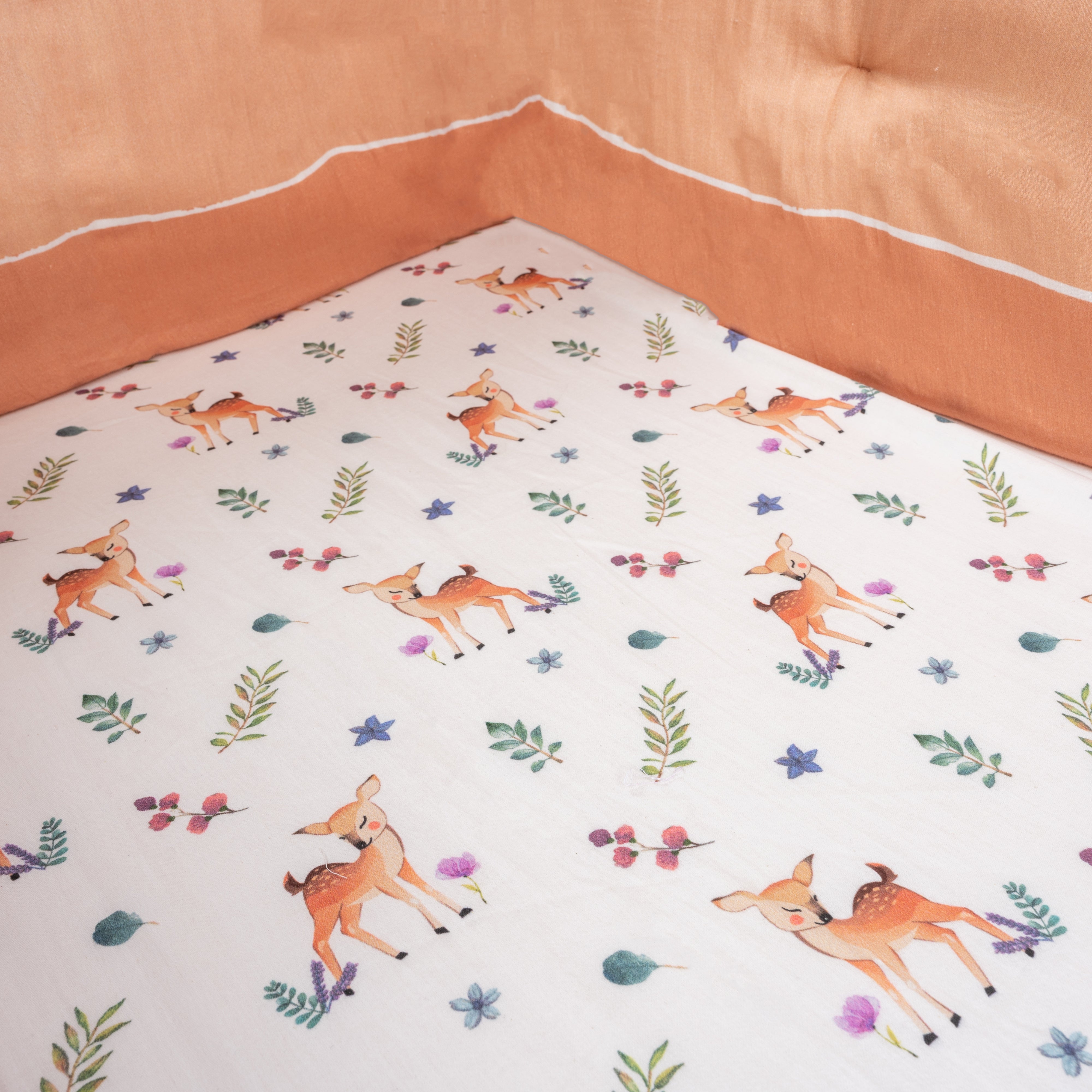 Tiny Snooze Organic Fitted Cot Sheet- Deer