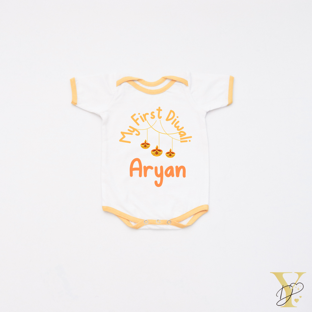 Personalised Bodysuit - My First Diwali (Yellow Love)