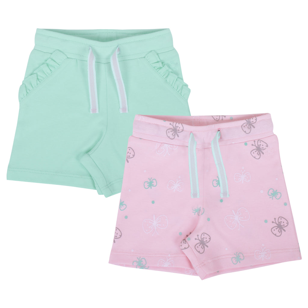 My Milestones Shorts - Pink Butterfly / Aqua - 2 Pc Pack