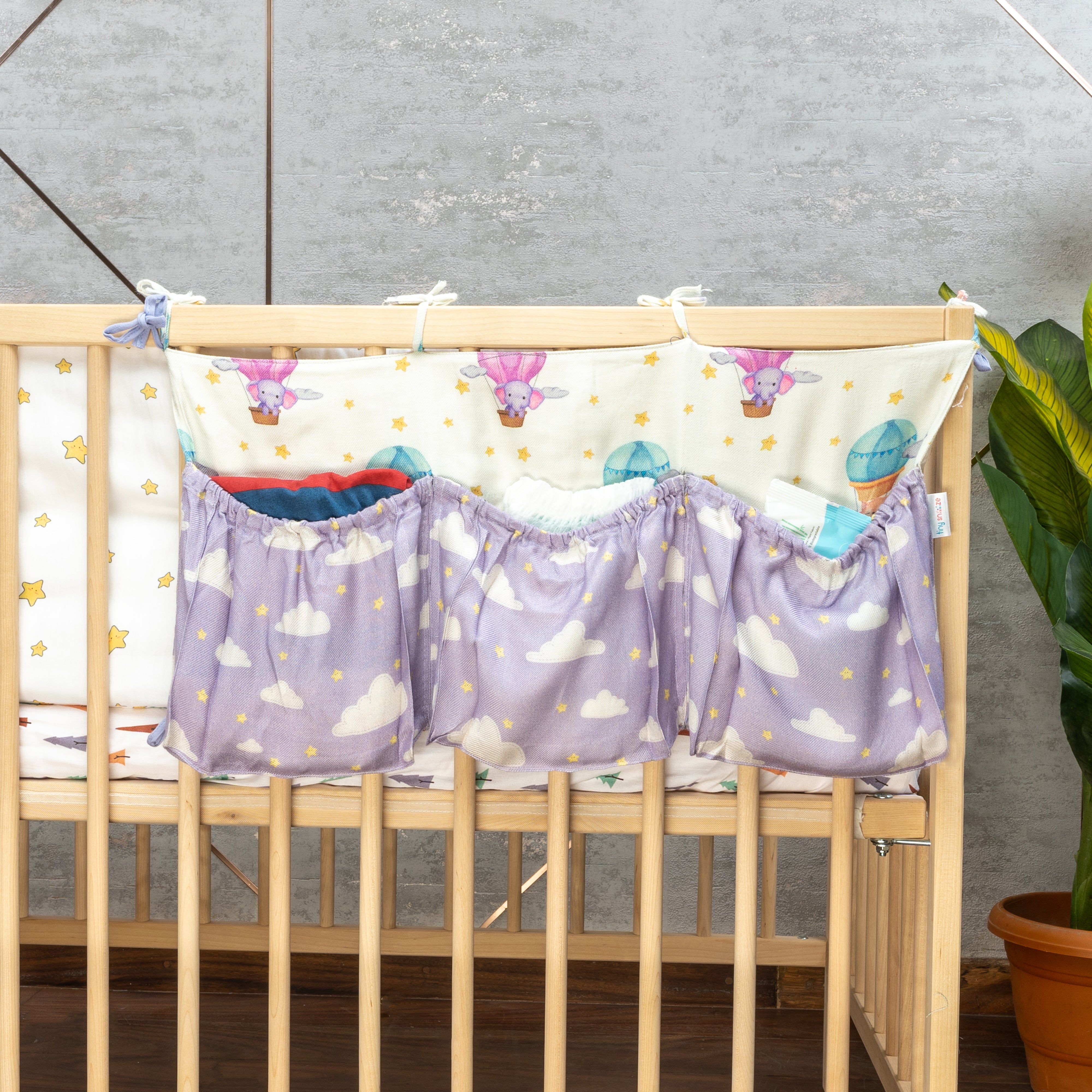 Tiny Snooze Cot Organiser- Sky is the Limit
