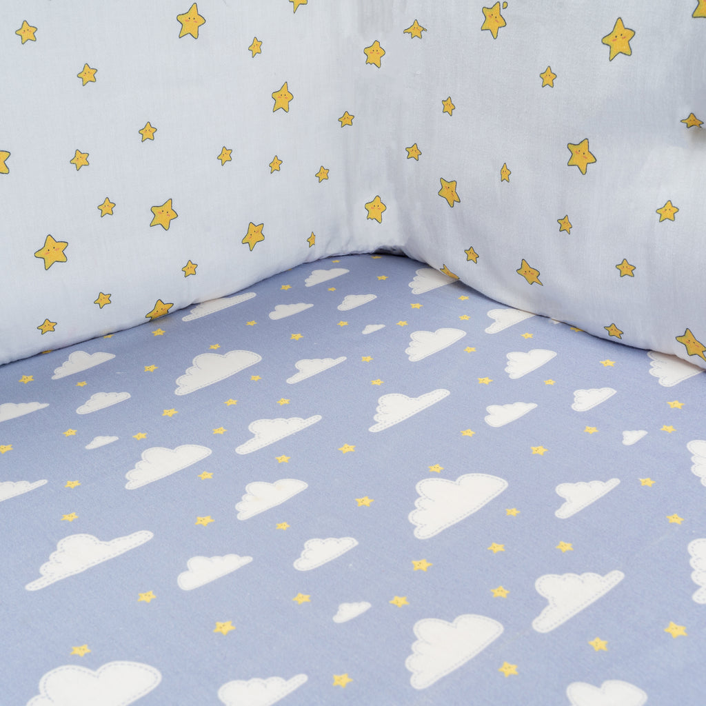 Tiny Snooze Organic Fitted Cot Sheet- Clouds