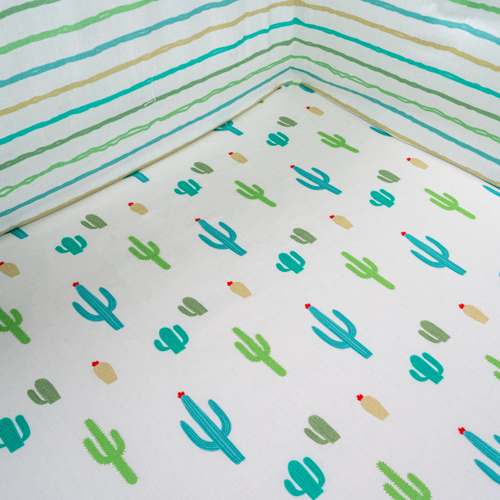 Tiny Snooze Organic Fitted Cot Sheet- Cactus