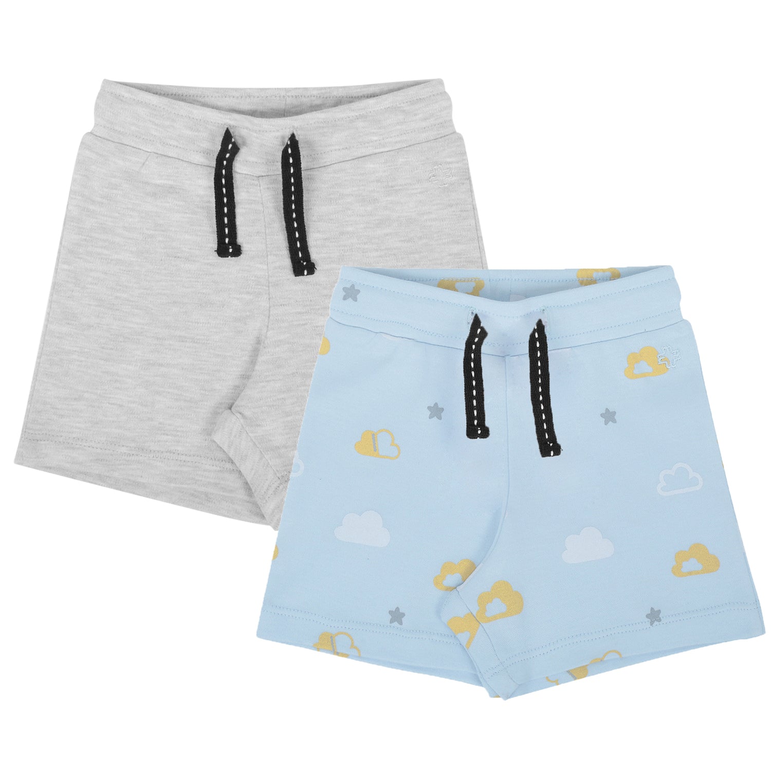 My Milestones Shorts - Baby Blue Clouds / Grey- 2 Pc Pack