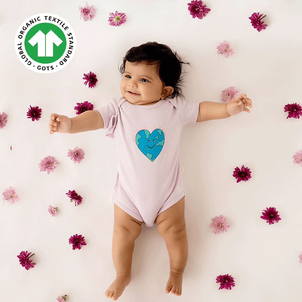 Greendigo Organic Cotton Lavender Bodysuit For New Born Baby Boys And Baby Girls