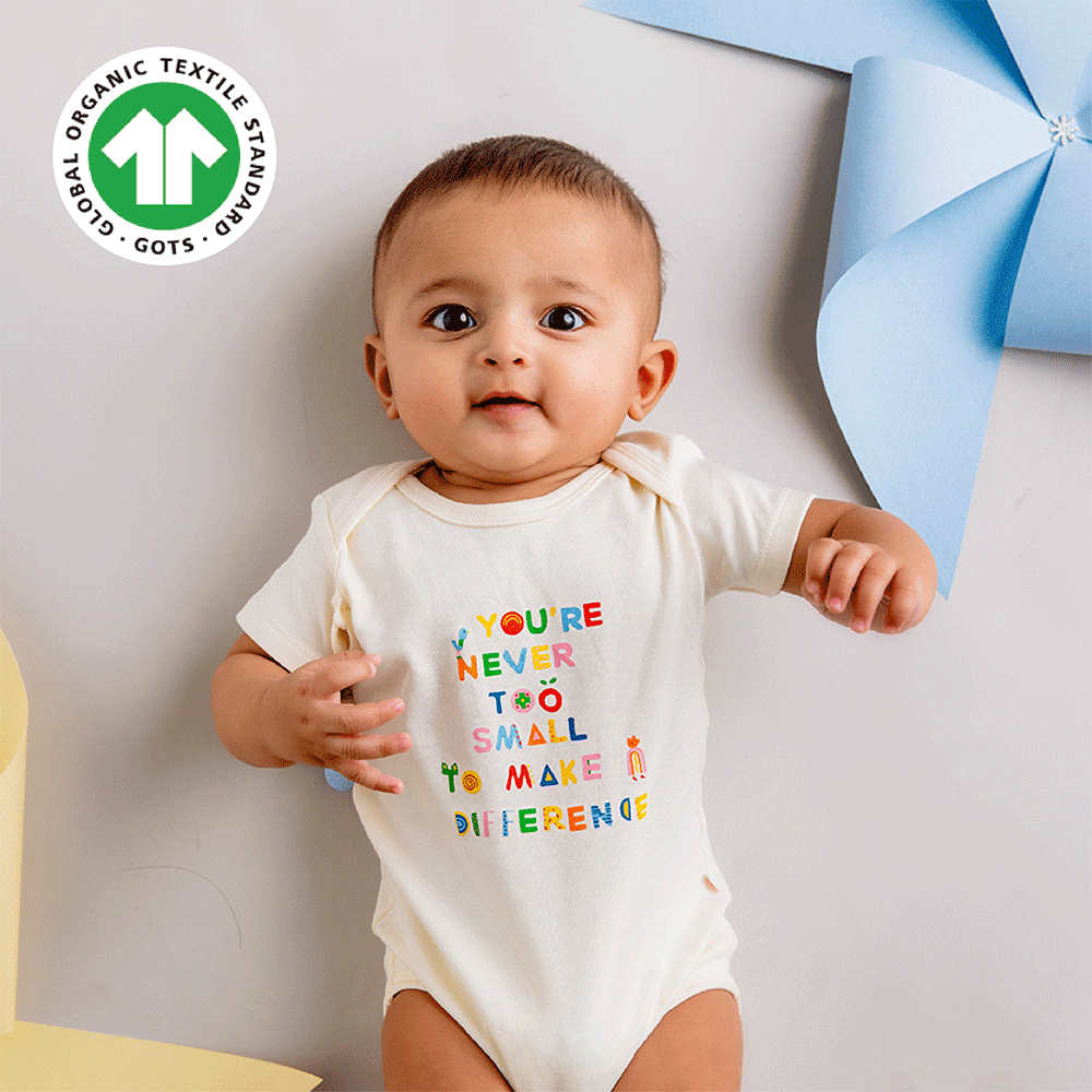 Greendigo Organic Cotton Off White Bodysuit For New Born Baby Boys And Baby Girls