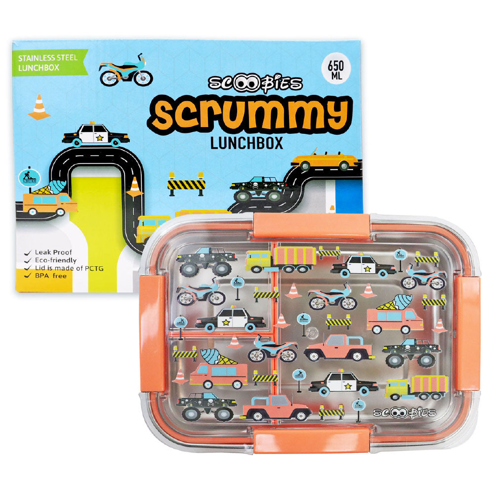 Scoobies Scrummy Lunchbox | Unilicious Design | Stainless Steel | With Airtight Lock Handles | Kids Safe | 650 ML