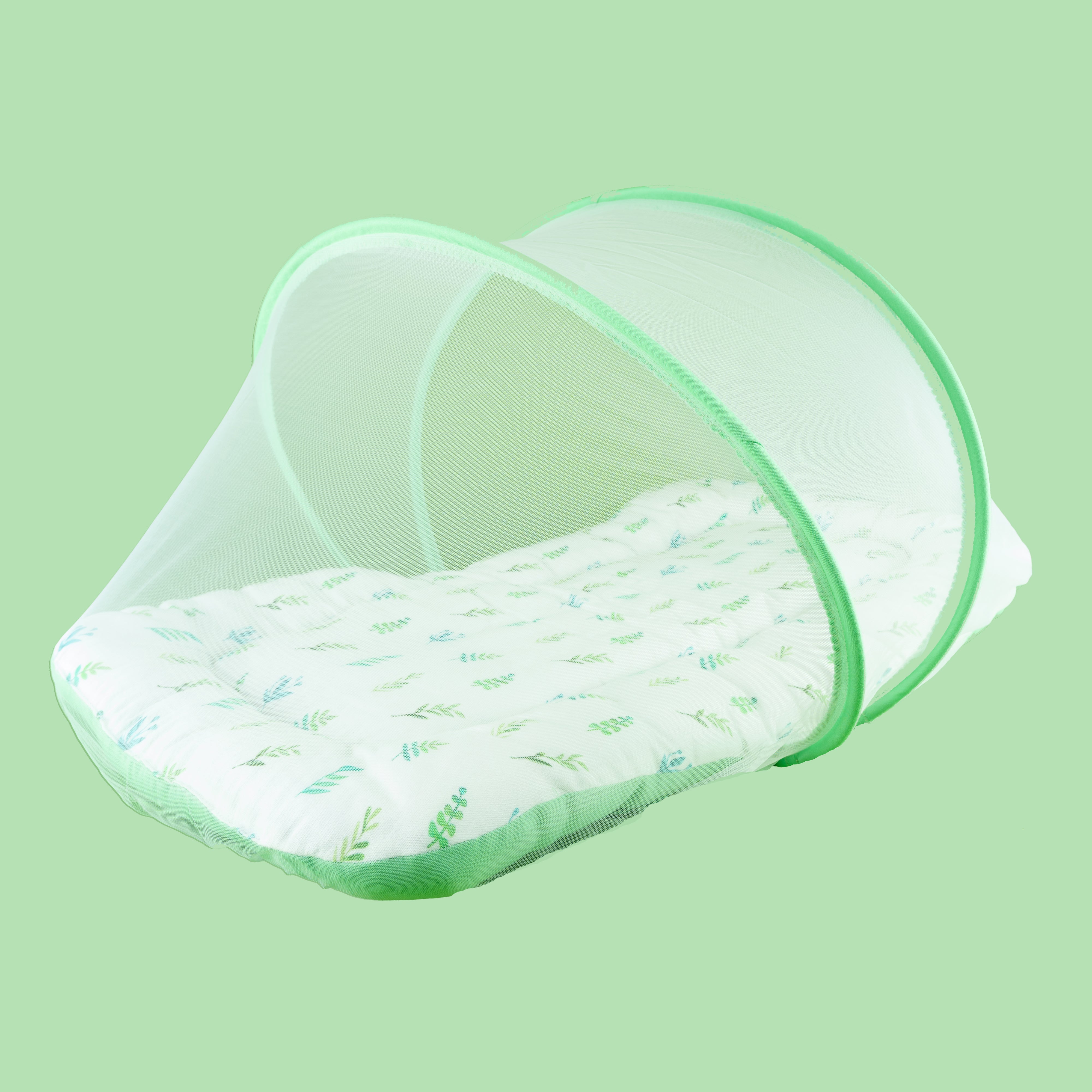 Tiny Snooze Organic Baby Mattress With Net- Leaves