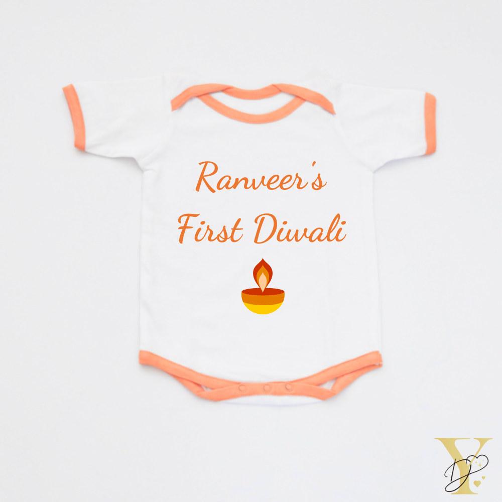 Personalised Bodysuit - My First Diwali (Orange Love)