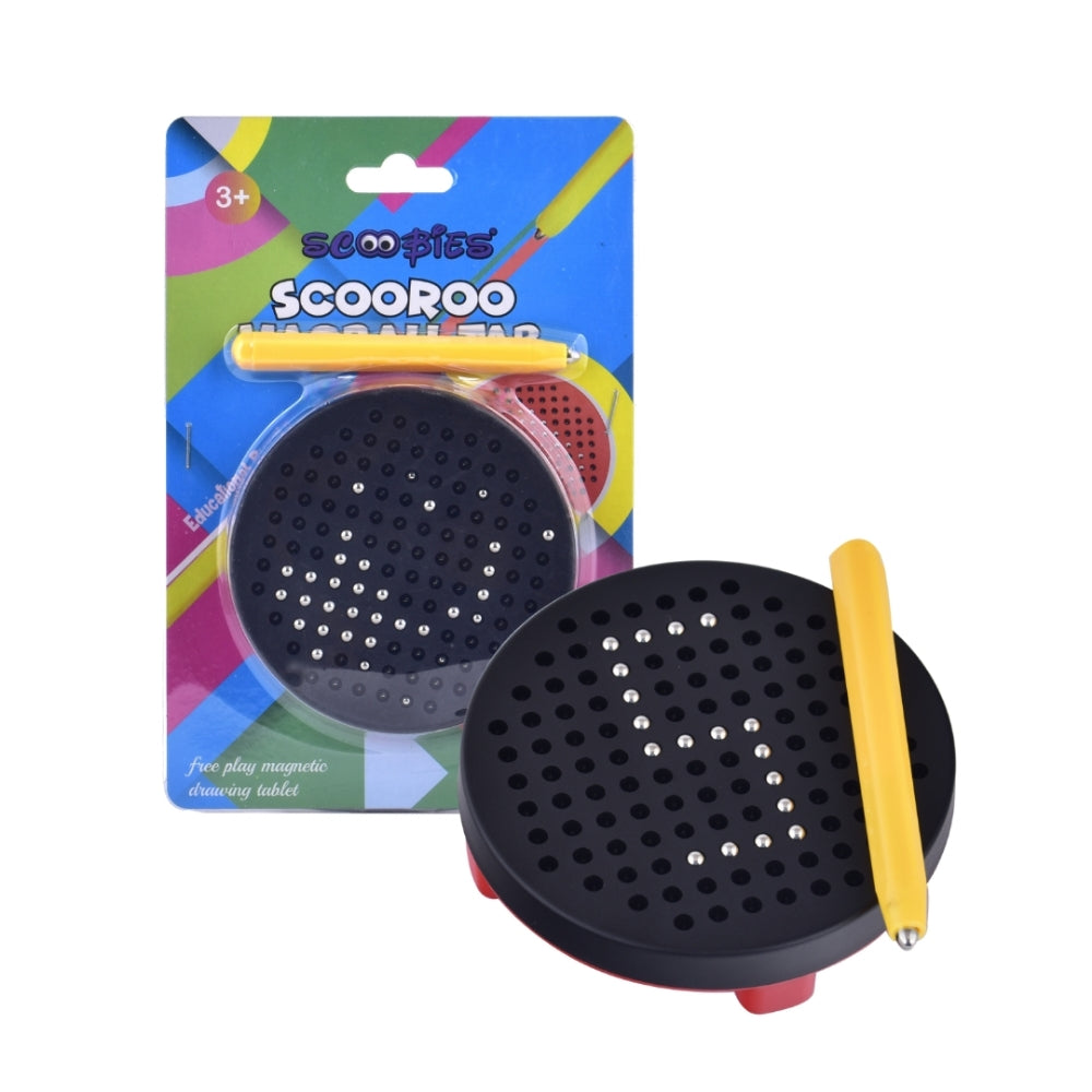 ScooRoo Black Round Tab | With Magnetic Stylus | Kids Reusable Fun Learning Pad | With Audible Click Sound | Creative Education Drawing Tablet
