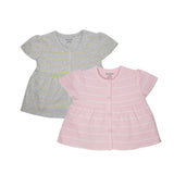 My Milestones T-shirt Half Sleeves Pink Striped / Grey Striped - 2 Pc Pack