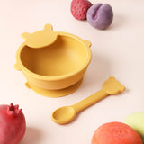 Kicks & Crawl- Baby Bear Silicone Bowl & Spoon Set - Yellow