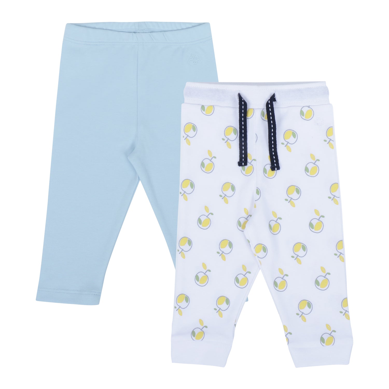 My Milestones Joggers - White Apples/ Baby Blue - 2 PC Pack