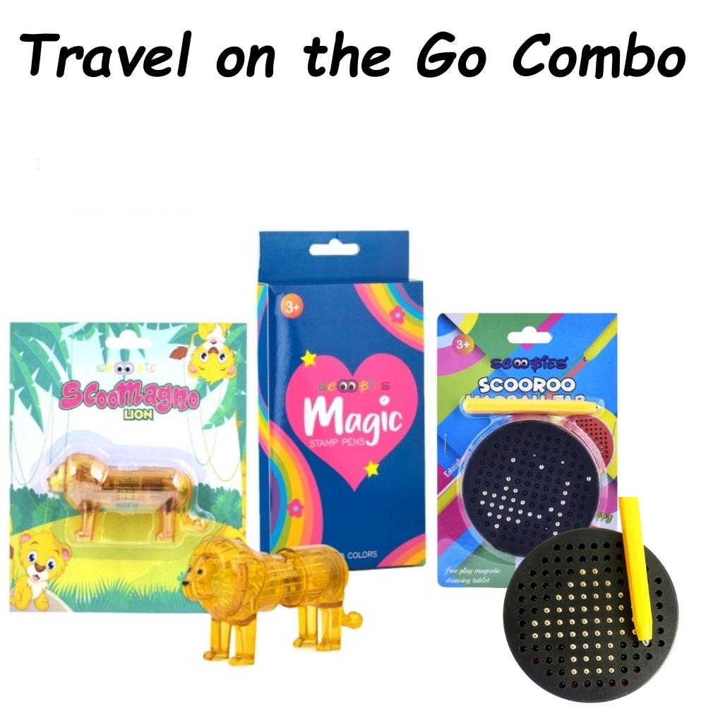 Travel on the Go (Black) | Fab 3 Goodies | Ed-tainment Happiness Box | With Special Magnetic Writing Pad