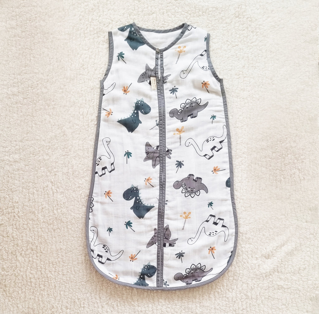 Little By Little Dino Organic Baby Sleeping Bag, White