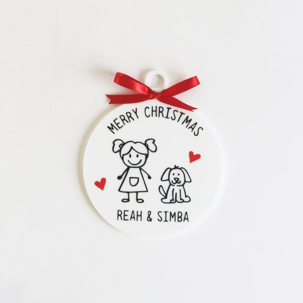 Personalised Christmas Doodle Ornament - 2 Doodles