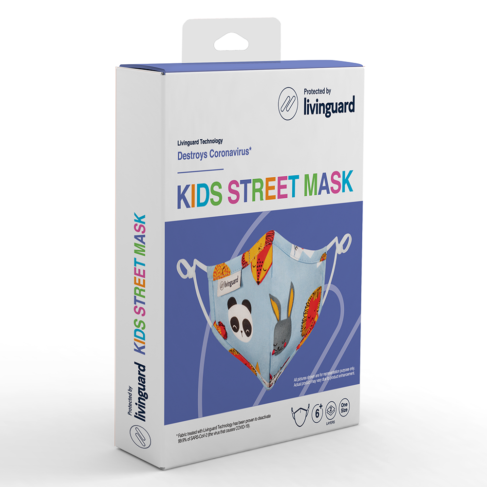 Livinguard Kids STREET Mask - Blue Koala |Anti-Microbial |Destroys 99.9% Coronavirus | Washable & Reusable
