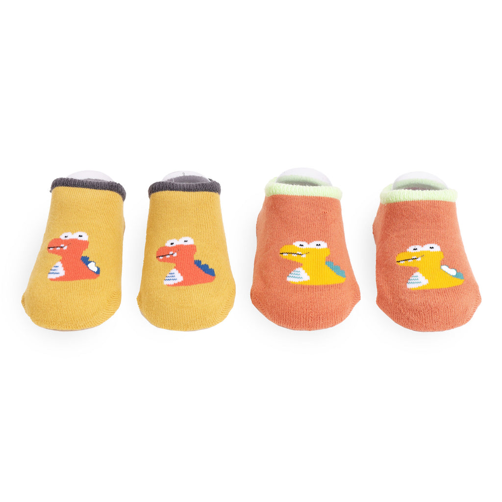 Dino Orange & Yellow Socks- 2 Pack