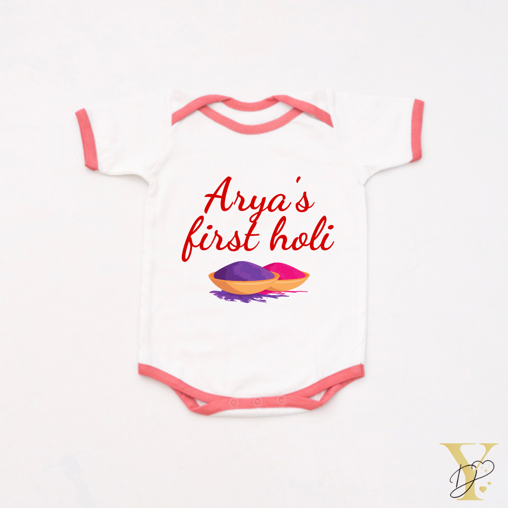 First Holi Bodysuit (Red Love) - Half/Full Sleeves