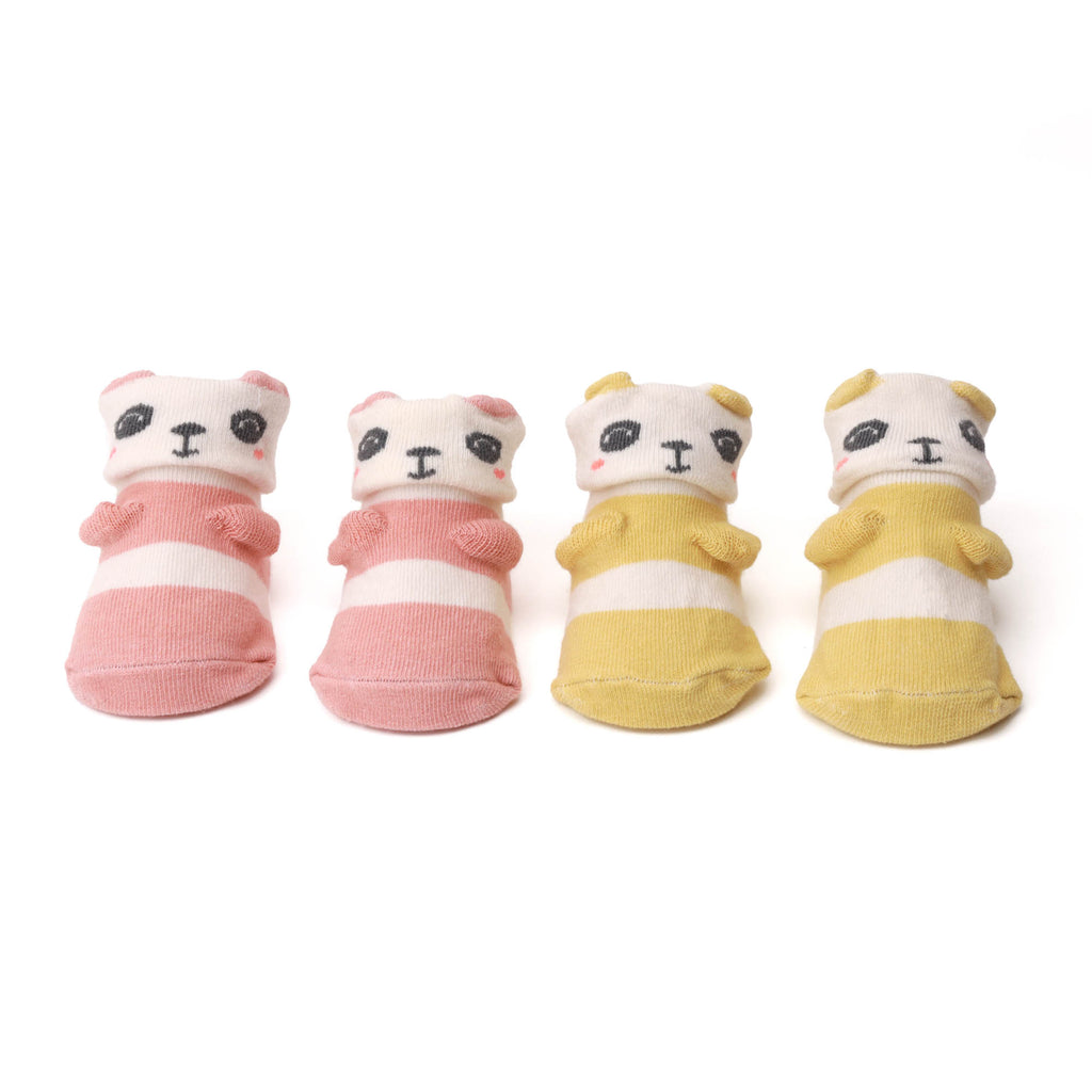 Kicks & Crawl- Cuddly Panda Pink & Yellow Socks- 2 Pack