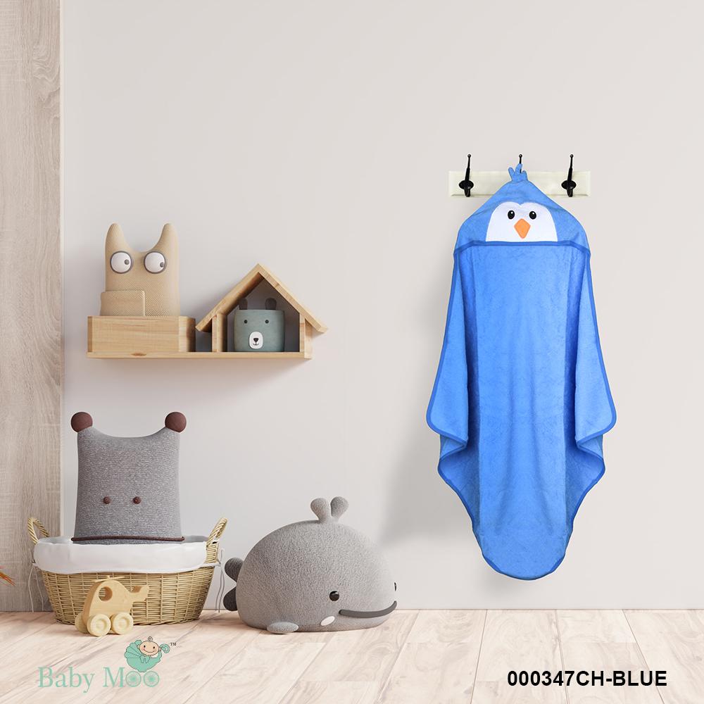 Baby Moo Penguin Blue Animal Hooded Towel