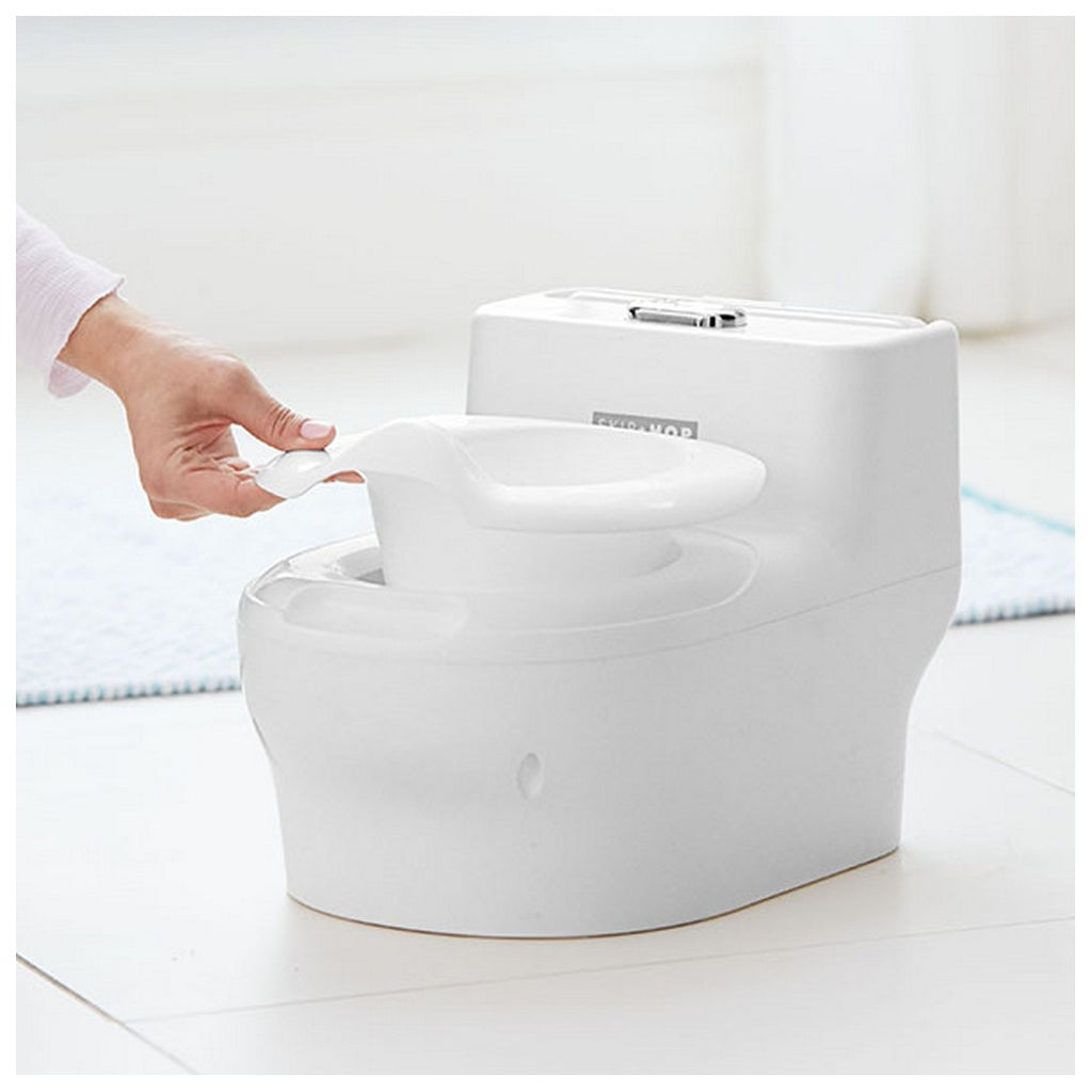 Skip Hop Made for Me Potty Training Toilet for Toddlers with Realistic Flushing Sound & Baby Wipes Holder - White
