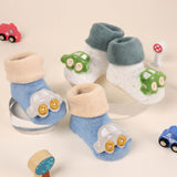 Kicks & Crawl- Cute Car Green & Grey 3D Socks - 2 Pack