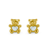 18K Baby Teddy With An Big Heart Earrings, Pugs & Paws Collection