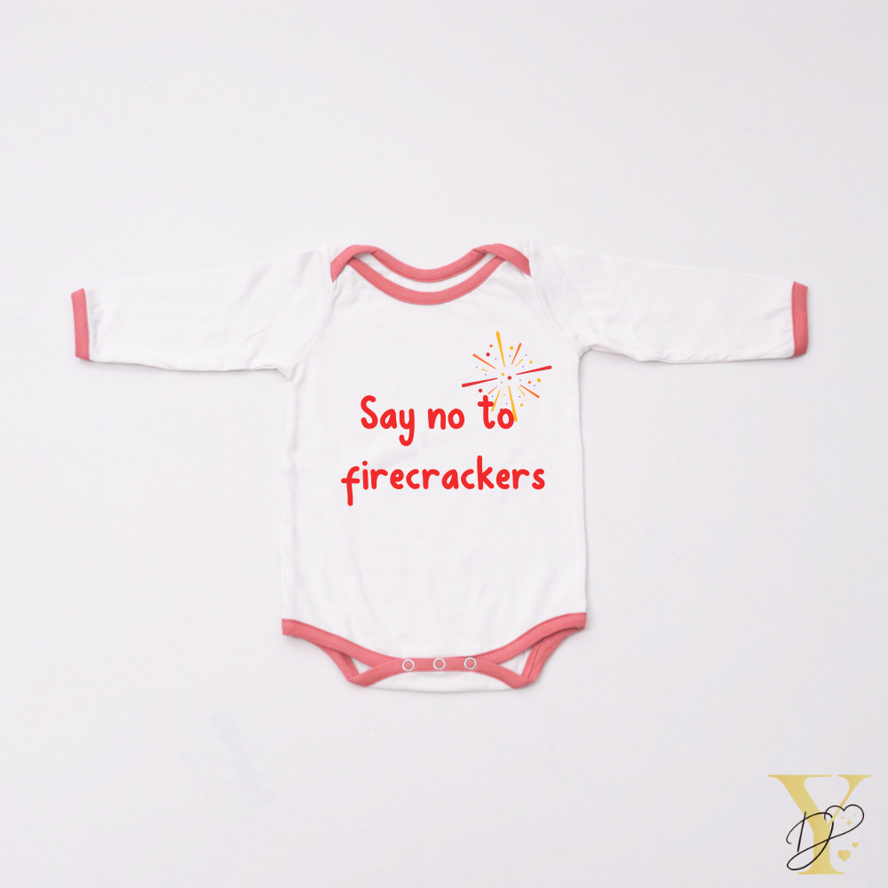 Personalised Bodysuit (Full Sleeves) - Say No To Firecrackers (Red Love)