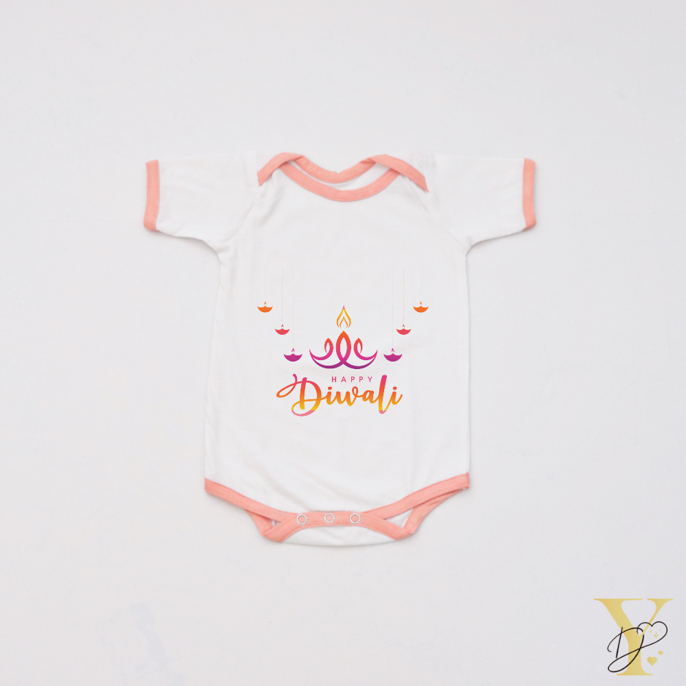 Personalised Bodysuit - Wishes Happy Diwali (Peach Love)