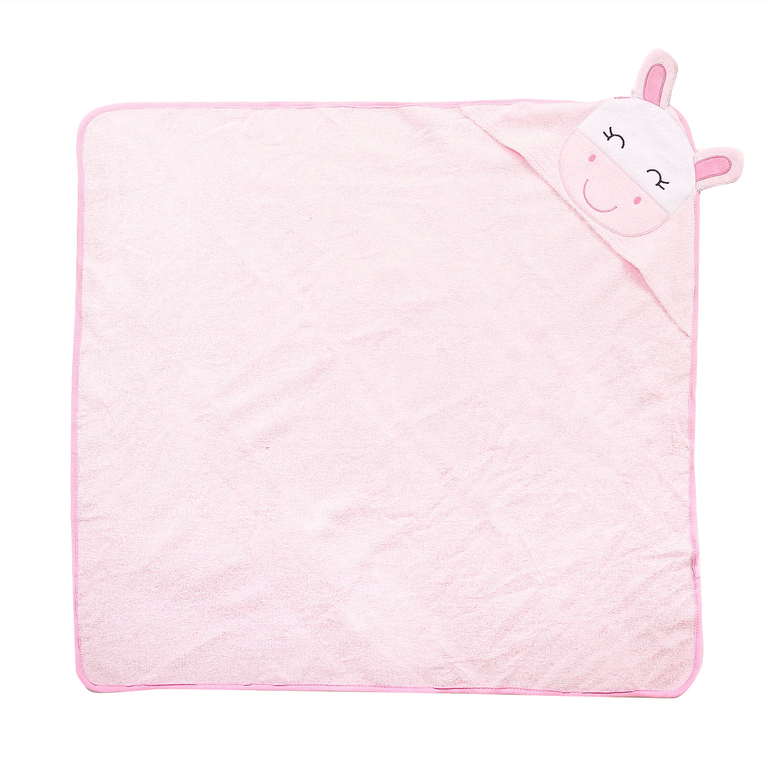 Baby Moo Sleepy Bunny Pink Hooded Towel