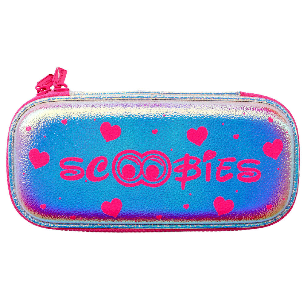 Scoobies Heart is Pink Holographic Pencil Case | With Separate Pens Slot | Premium EVA Quality | Multi-Use Pouch