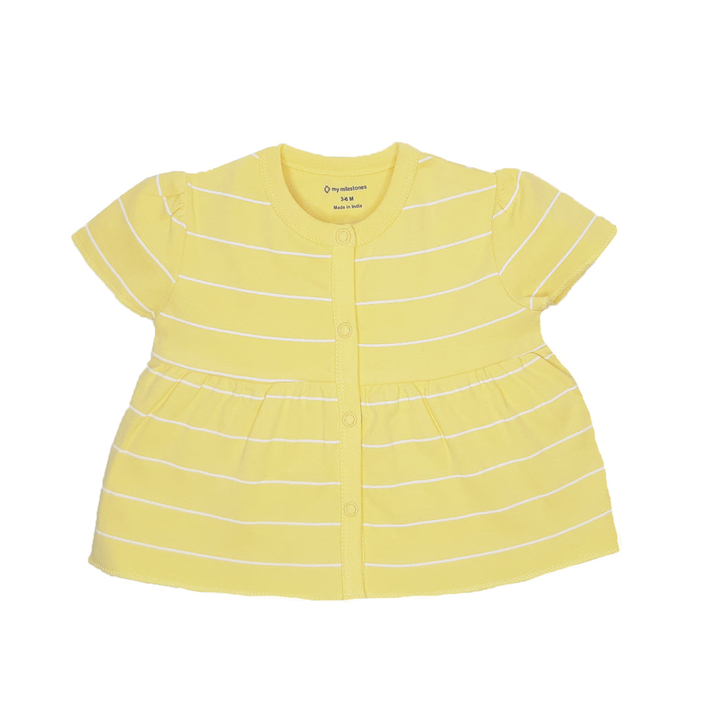 My Milestones T-shirt Half Sleeves Girls White/Yellow -2 PC Pack
