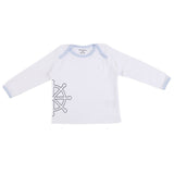 My Milestones Baby T-shirt & Pant Set Full Sleeves -White/Baby Blue