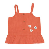 Beautiful Butterfly Coral Woven Top (3-24 M)