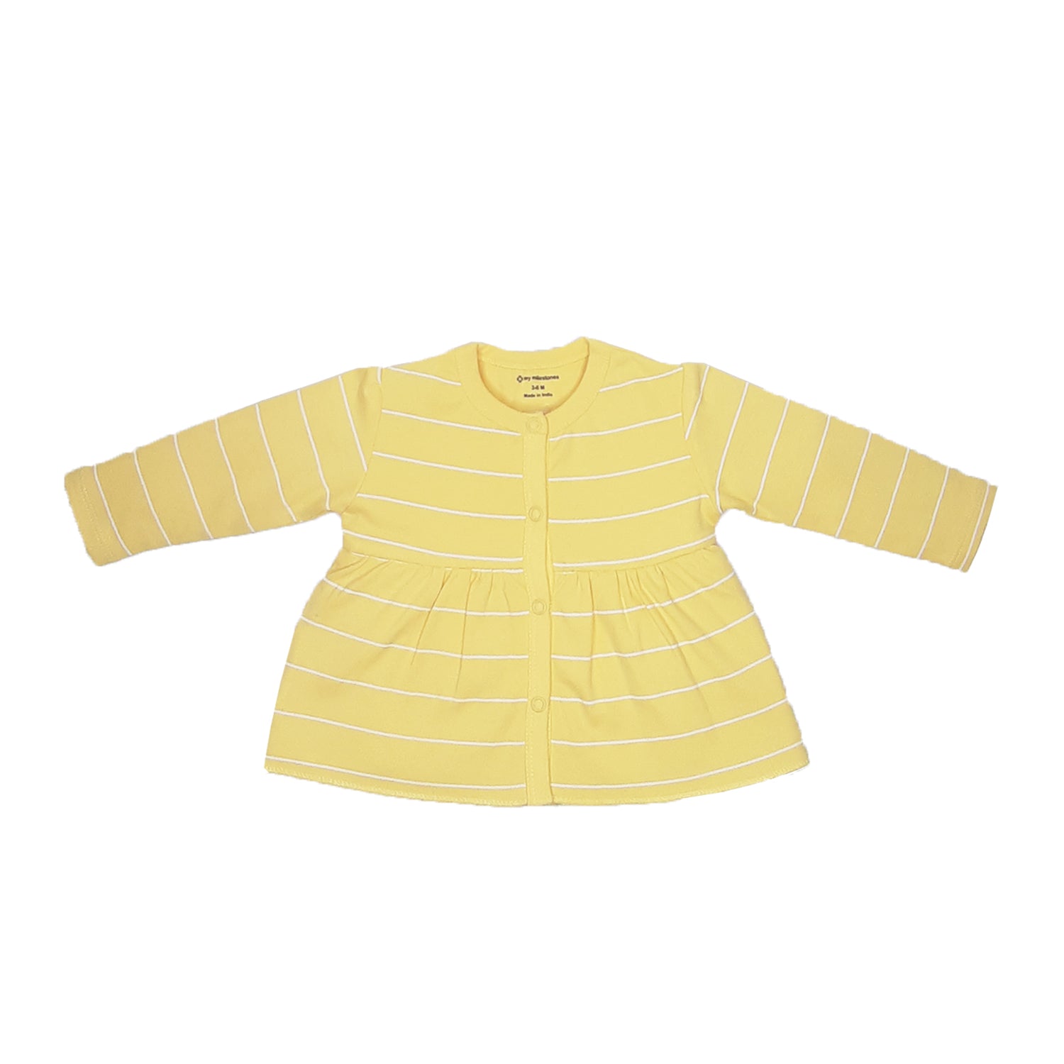 My Milestones T-shirt Full Sleeves Girls Yellow Striped / Aqua Striped - 2 Pc Pack