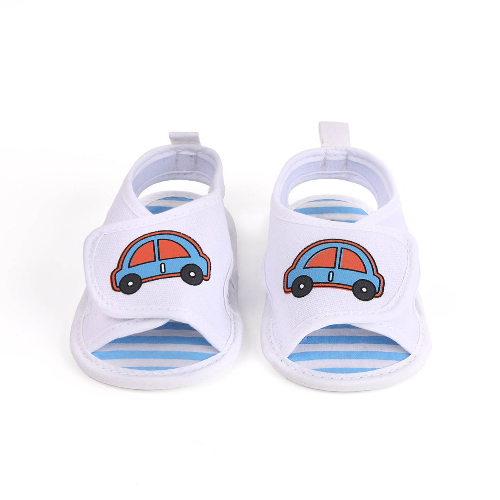 Kicks & Crawl- Racing Car White Baby Shoes
