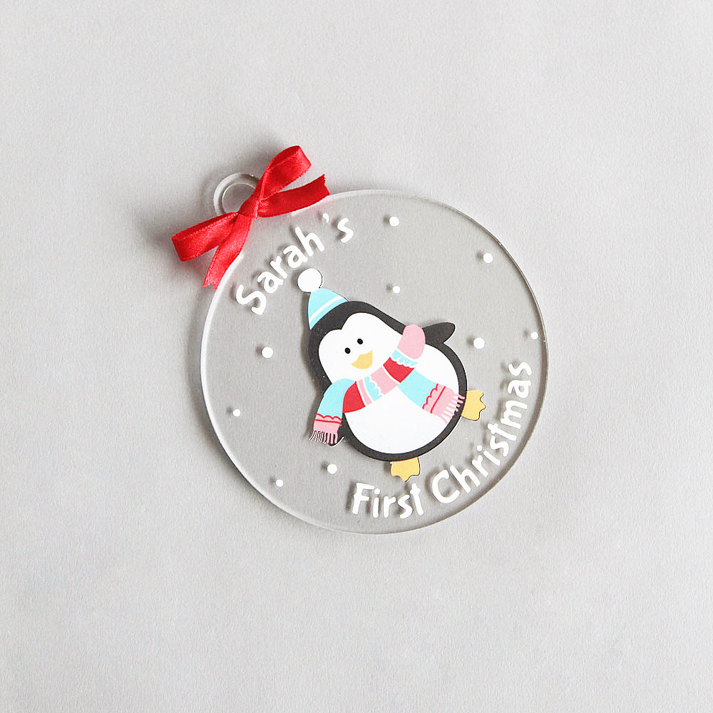 Personalised First Christmas Ornament -  Penguin