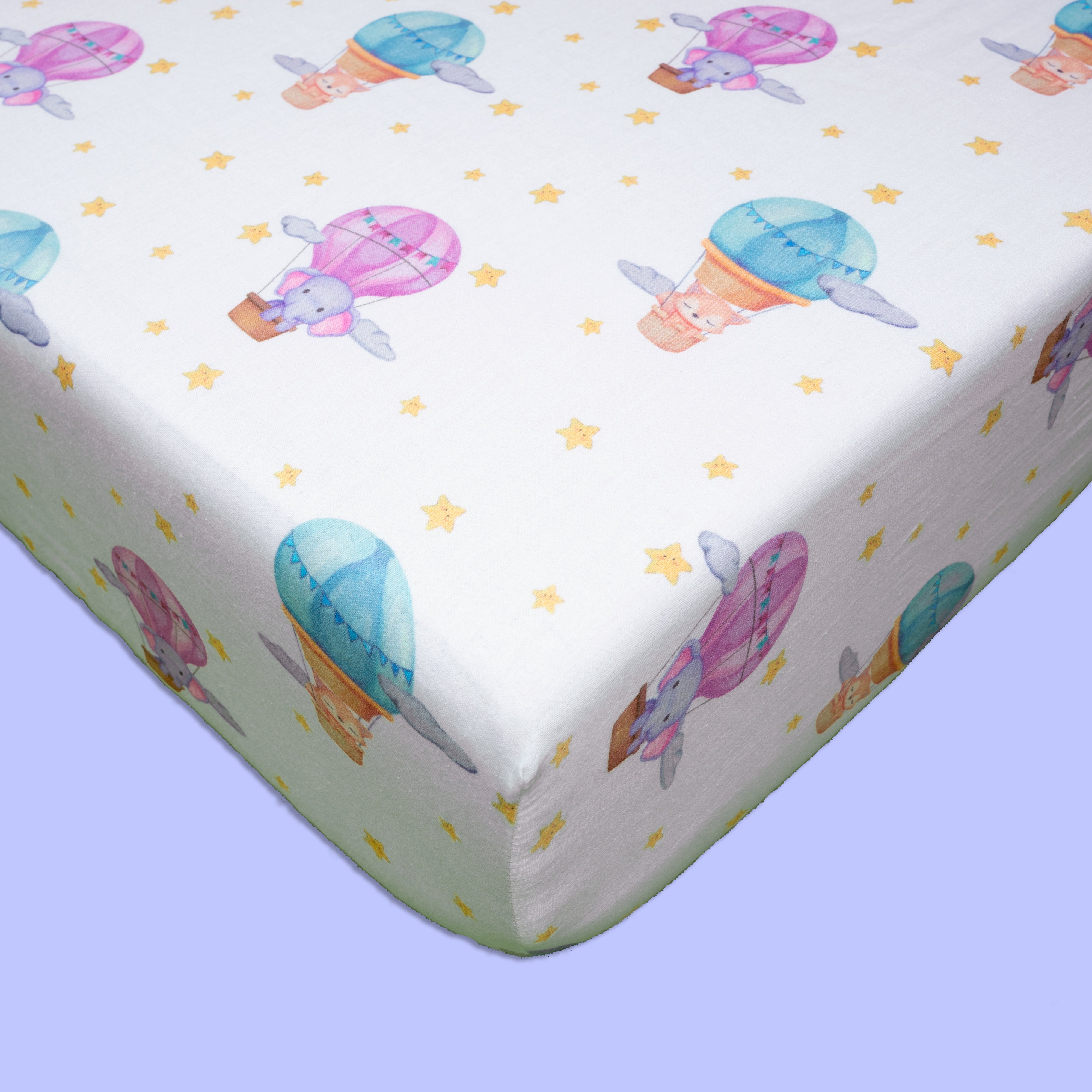 Tiny Snooze Organic Fitted Cot Sheet- Hot Air Balloon