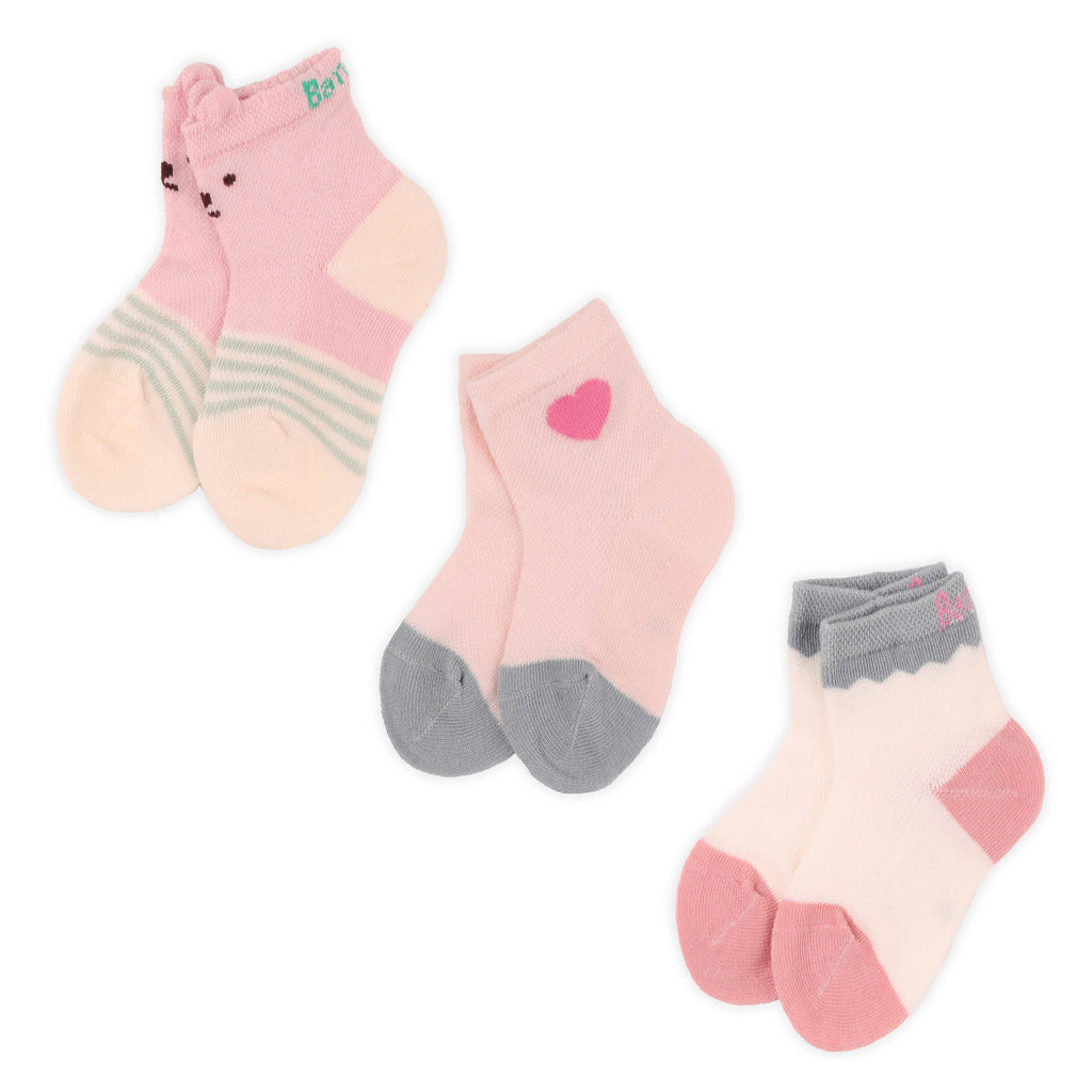 Kicks & Crawl- Pink Hearts Baby Socks - 3 Pack