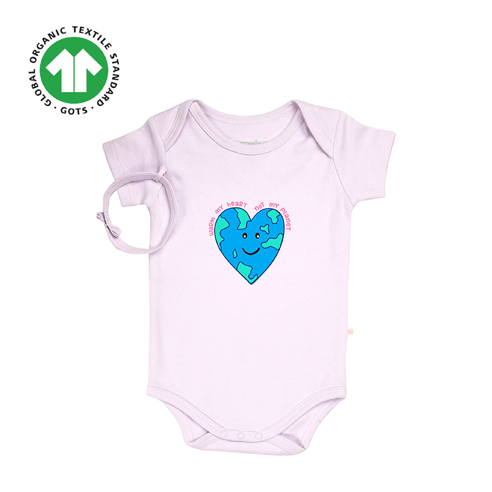 Greendigo Organic Cotton Lavender Bodysuit For New Born Baby Boys And Baby Girls