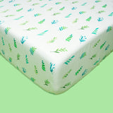 Tiny Snooze Organic Fitted Cot Sheet- Leaves