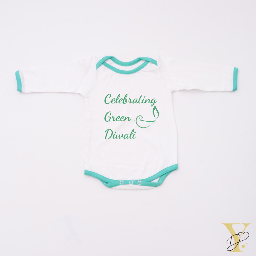 Personalised Bodysuit (Full Sleeves) - Celebrating Green Diwali (Green Love)