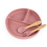 Kicks & Crawl- Silicone Plate & Cutlery Set-Pink