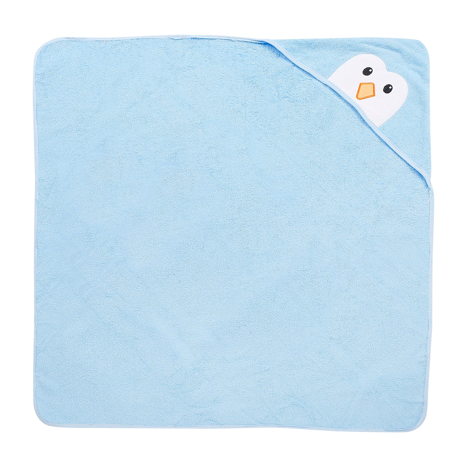 Baby Moo Penguin Party Blue Hooded Towel