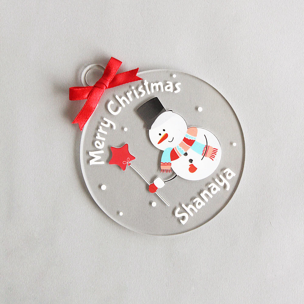 Personalised Merry Christmas Ornament -  Snowman